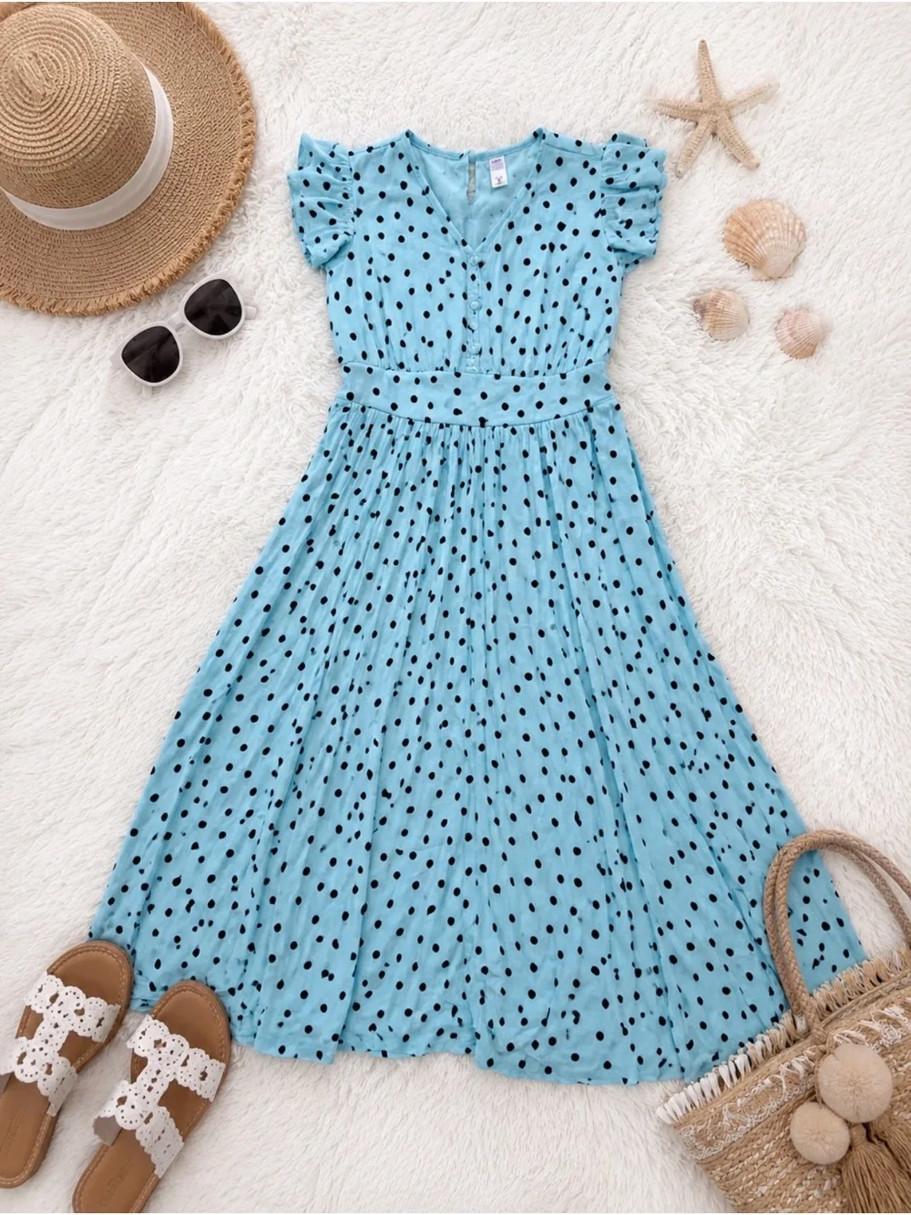 Blue Polka Dot Maxi Dress